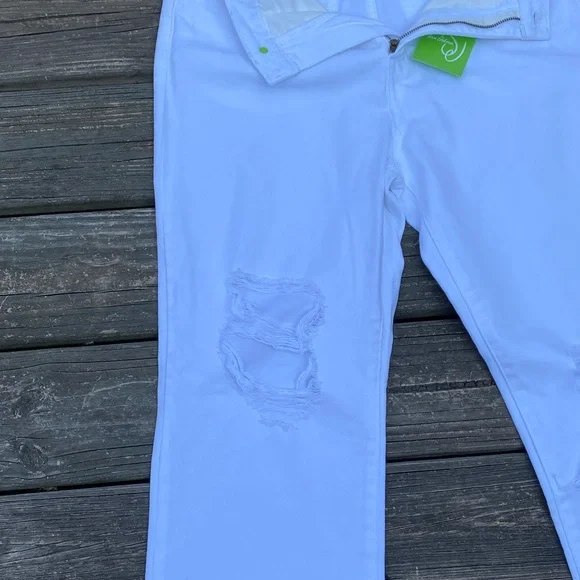 Sam Edelman Yaro jeans white distressed high rise pinched waist size 29 NWT - Picture 6 of 8